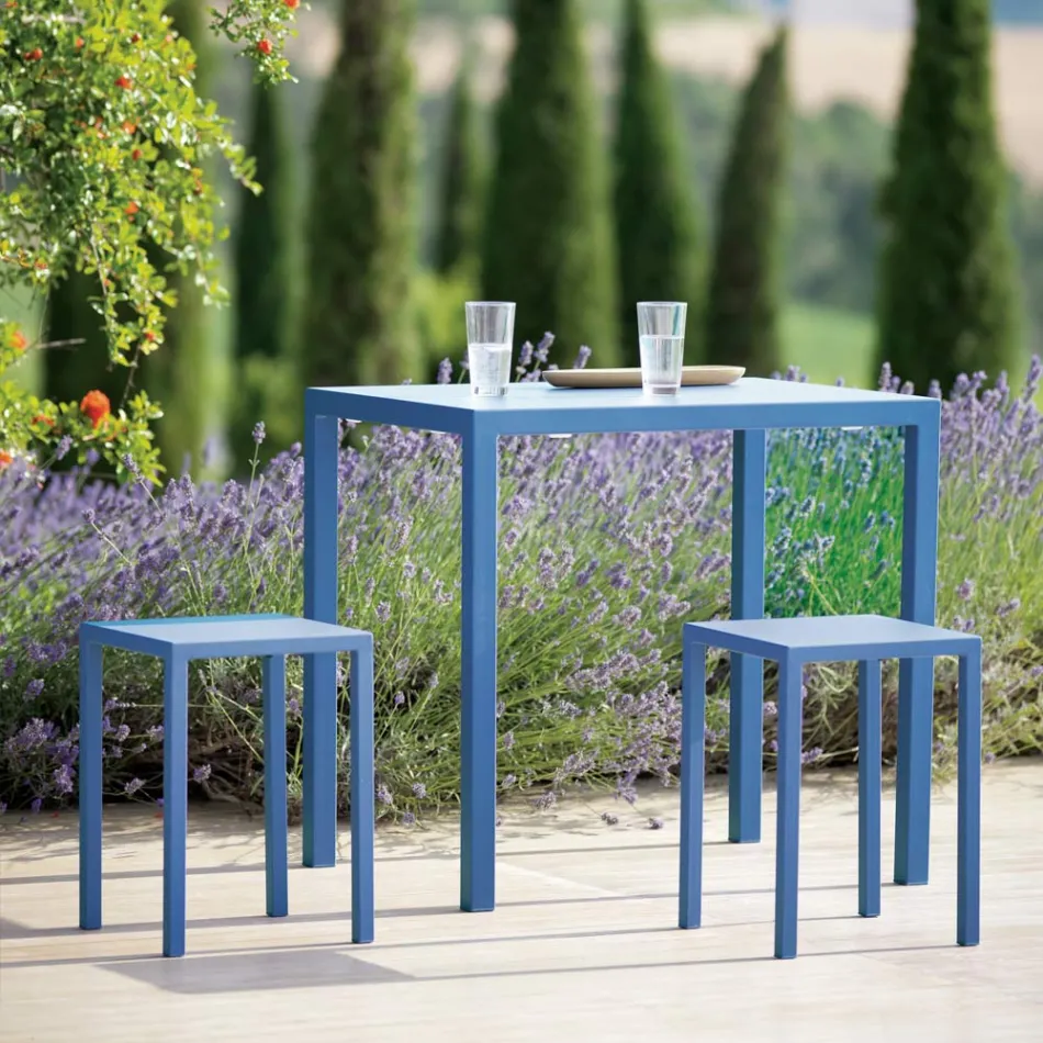 Rectangular Galvanized Steel Garden Table Made in Italy - Azul Viadurini