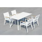 Garden Table in White Aluminium and Laminate Modern Design - Oceania2 Viadurini
