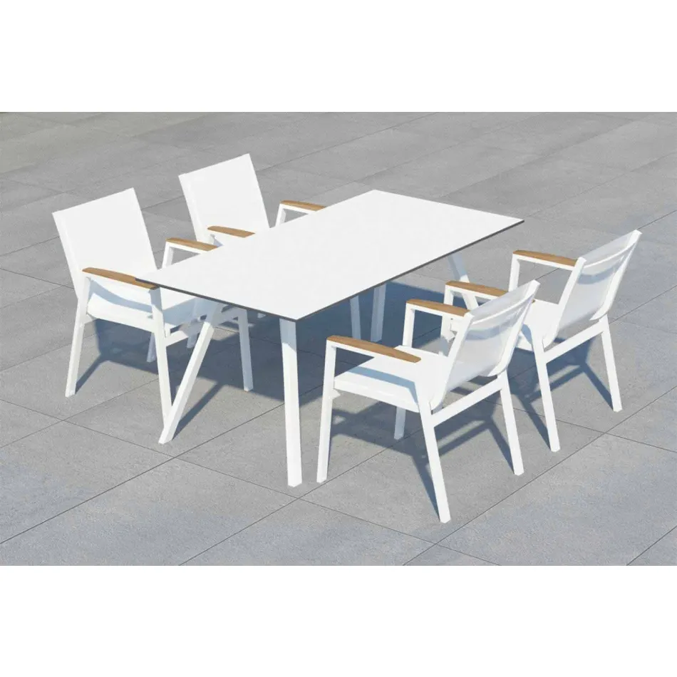 Garden Table in White Aluminium and Laminate Modern Design - Oceania2 Viadurini