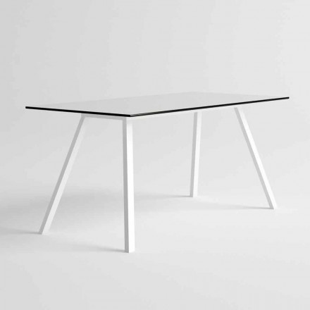 Garden Table in White Aluminium and Laminate Modern Design - Oceania2 Viadurini
