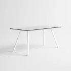 Garden Table in White Aluminium and Laminate Modern Design - Oceania2 Viadurini