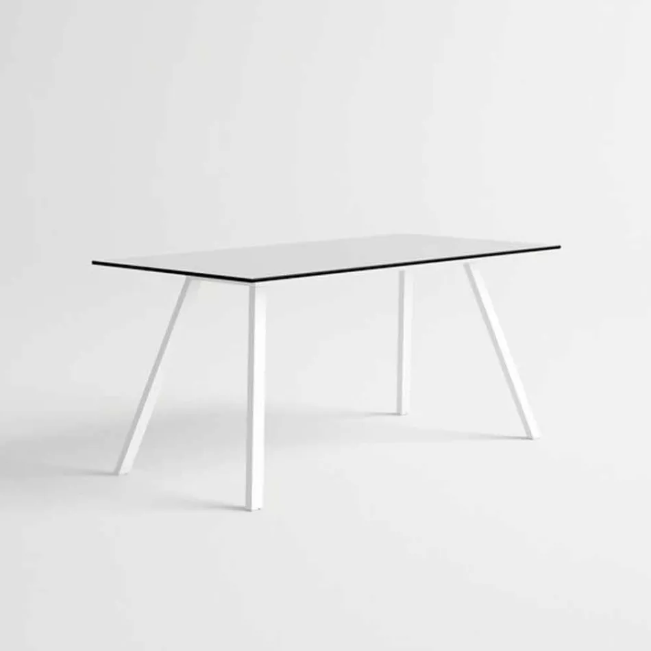 Garden Table in White Aluminium and Laminate Modern Design - Oceania2 Viadurini