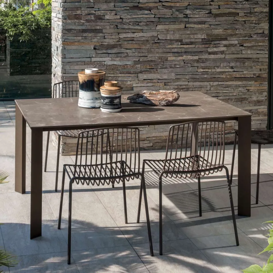 HPL Garden Table with Aluminium Structure Made in Italy - Carl Viadurini