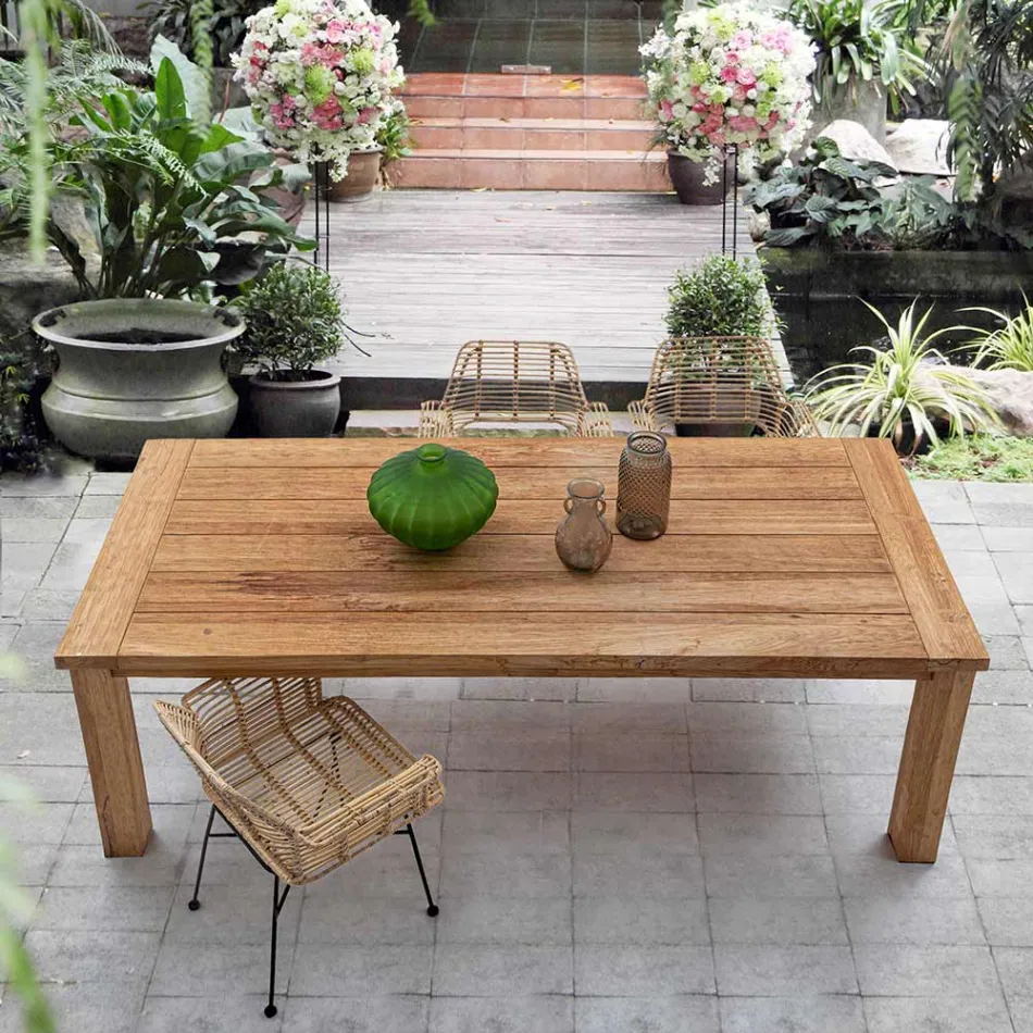 Garden Table in Design Teak Wood, 8 Homemotion Seats - Hunter Viadurini