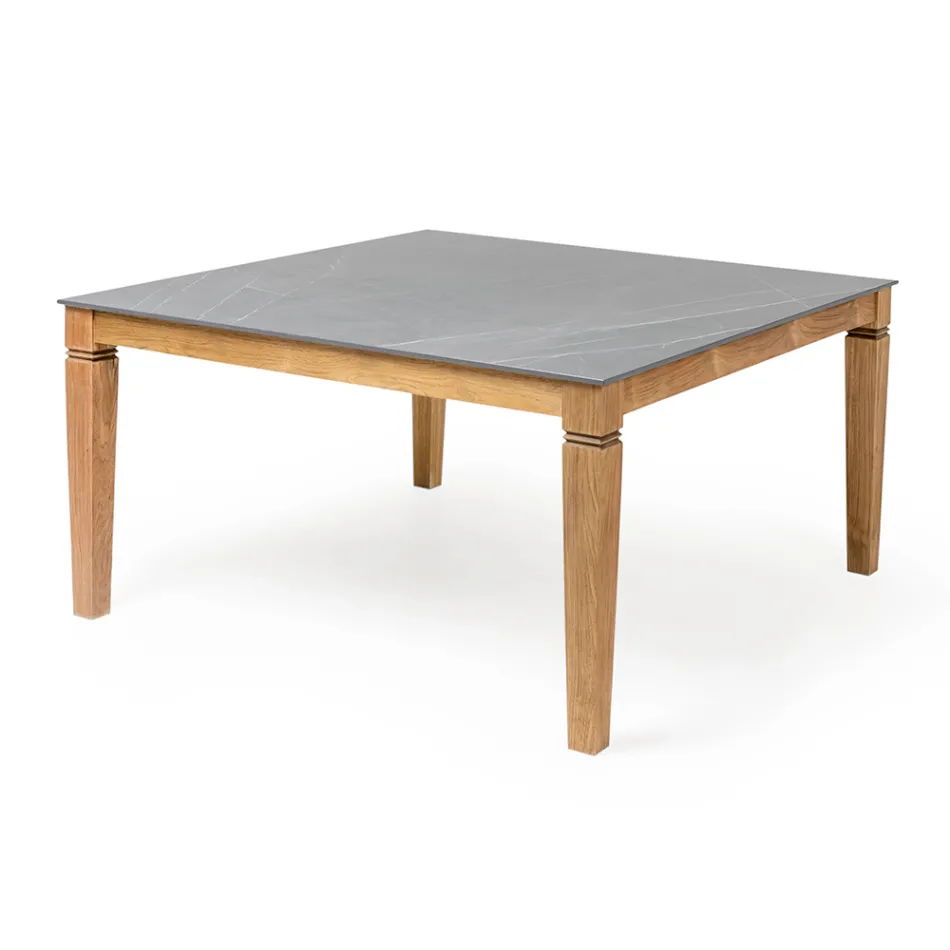 Garden Table in Natural Teak and Ceramic Top - Artes Viadurini