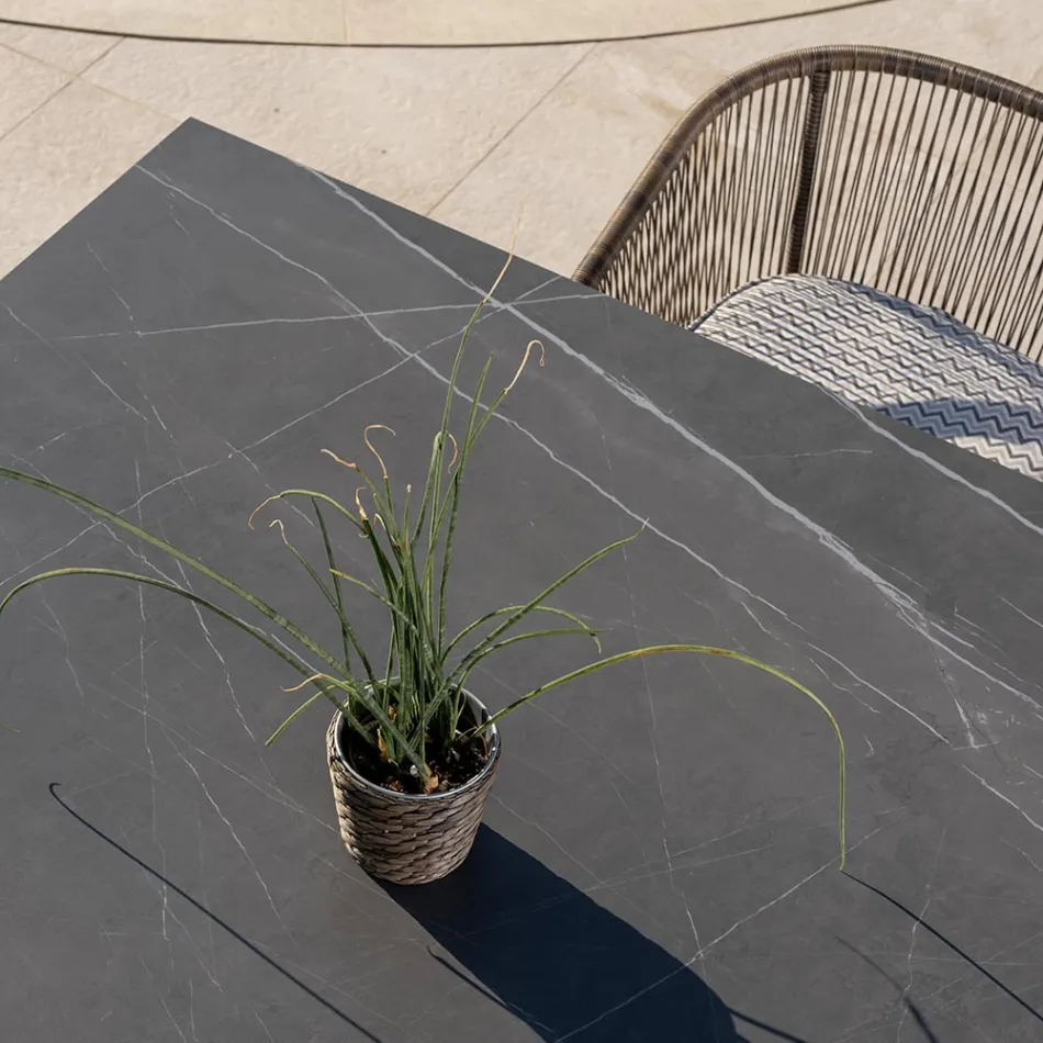 Garden Table in Natural Teak and Ceramic Top - Artes Viadurini