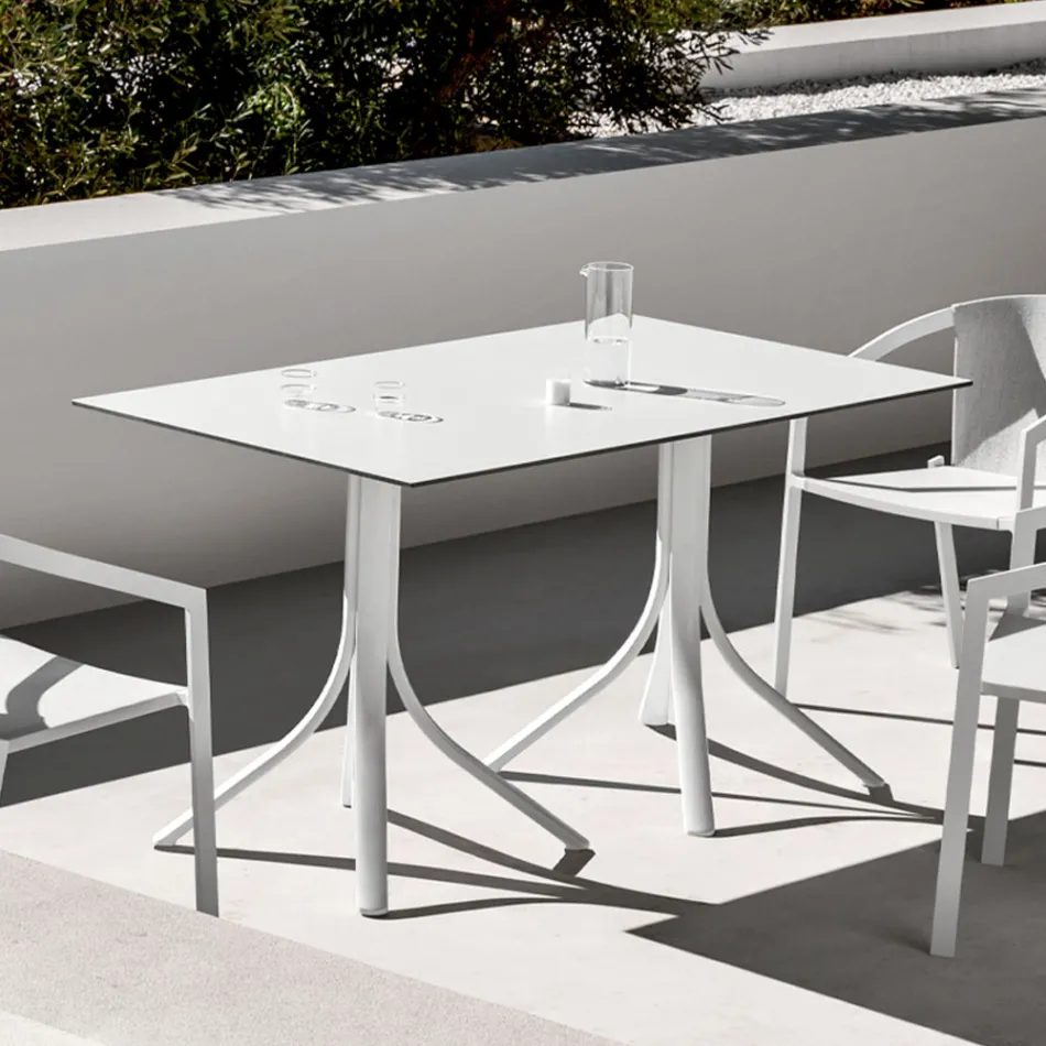 Luxury Garden Table in Aluminium and Hpl White or Gunmetal - Filomena Viadurini