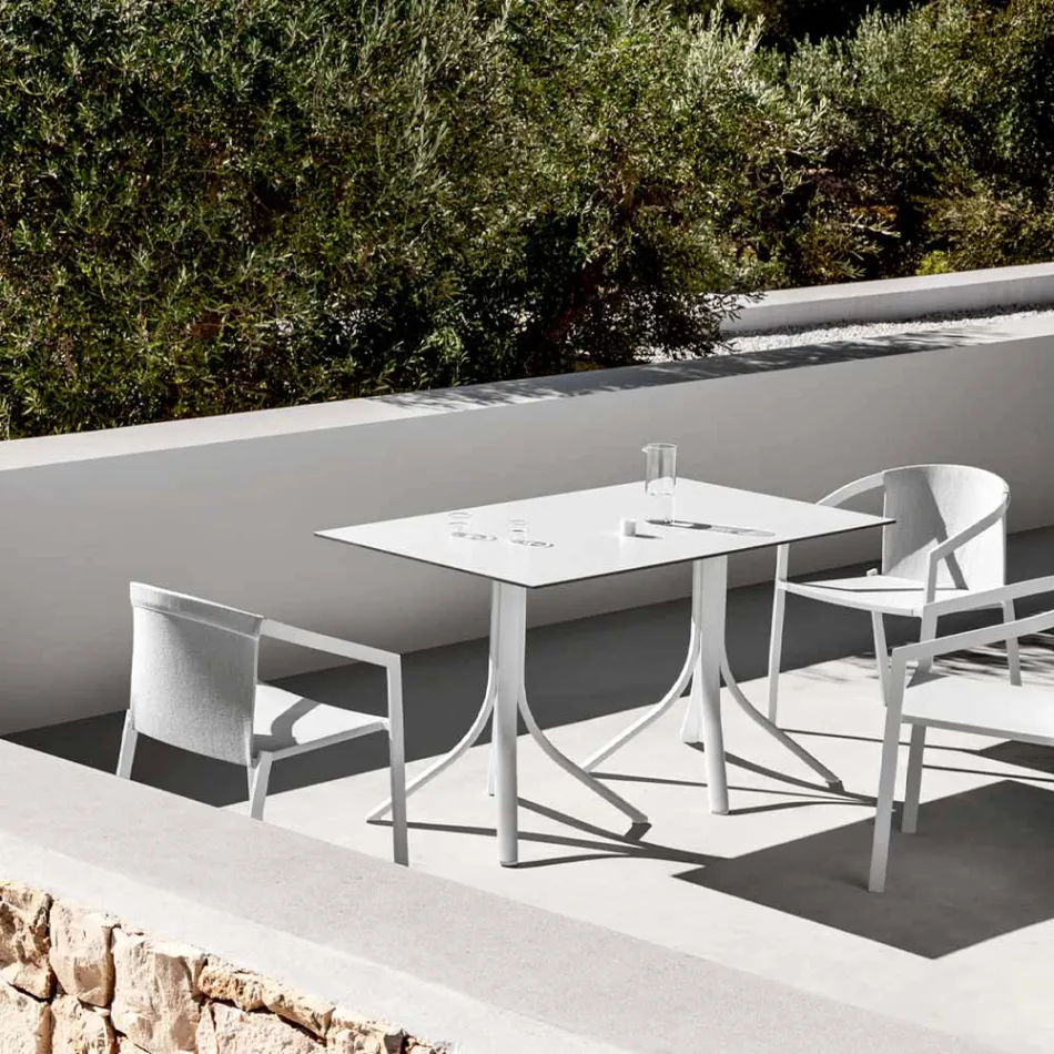 Luxury Garden Table in Aluminium and Hpl White or Gunmetal - Filomena Viadurini