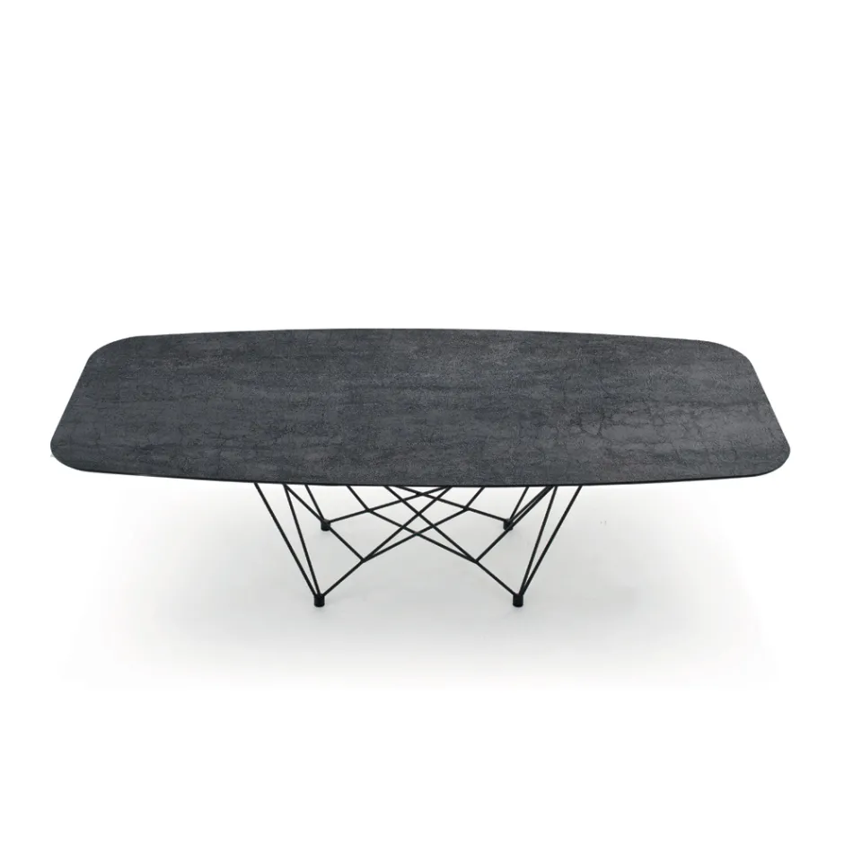 Barrel-shaped Dining Table in Hypermarble Made in Italy - Ezzellino Viadurini