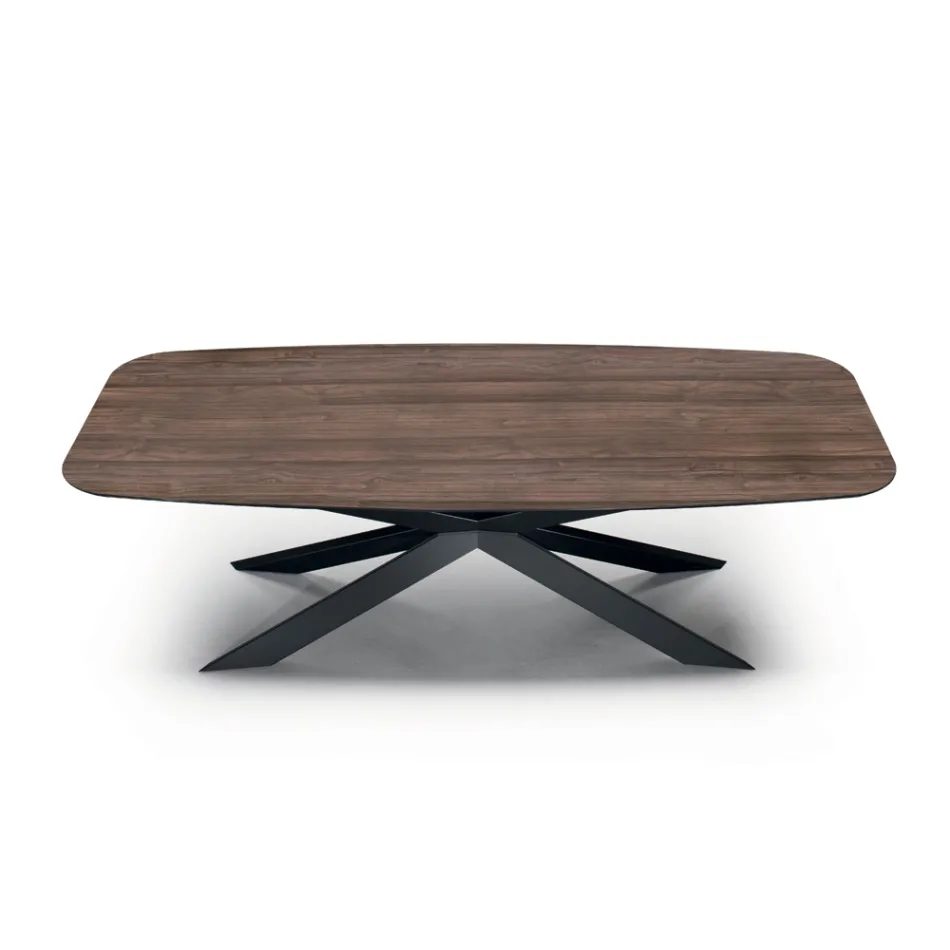 Barrel-shaped Dining Table in Wood Effect Laminate Made in Italy - Cave Viadurini