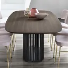 Barrel Dining Table in Wood and Black Metal Made in Italy - Alfero Viadurini