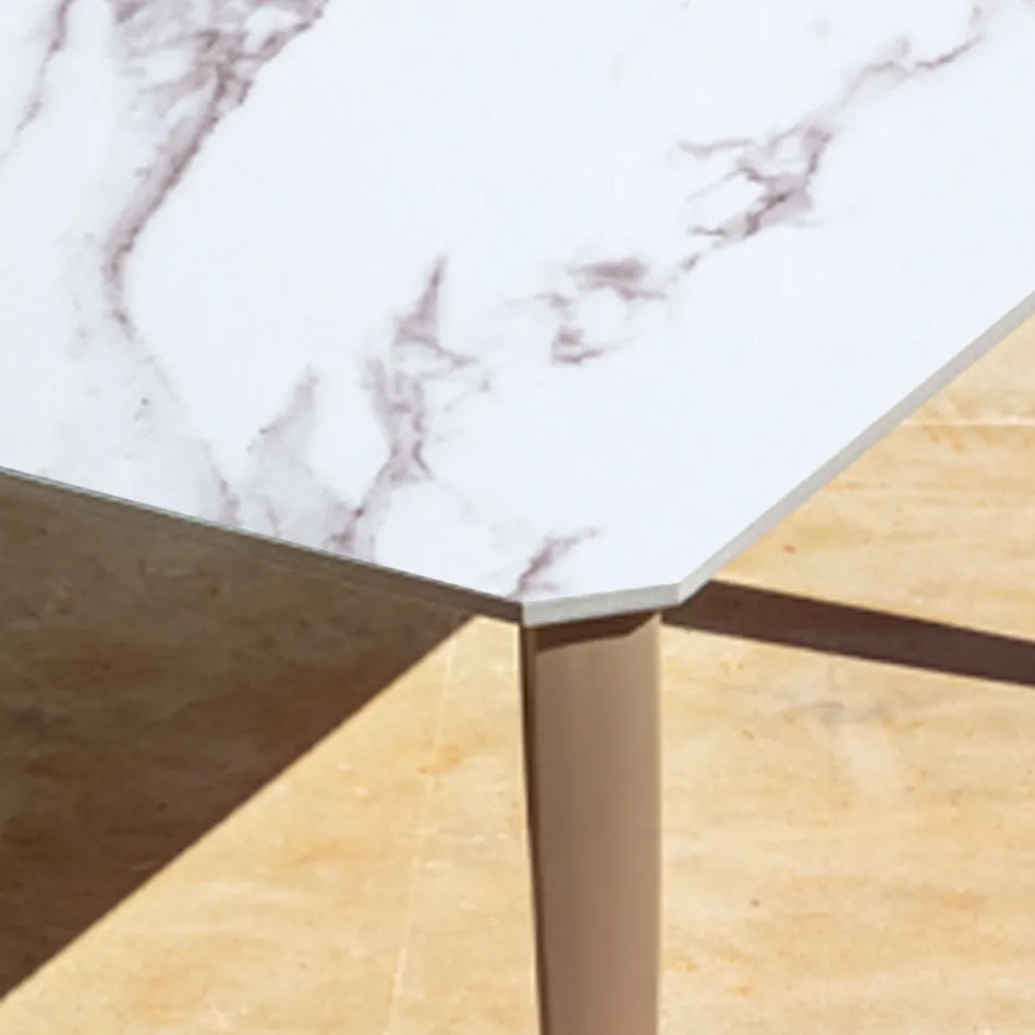 Extendable Outdoor Dining Table 318 cm in Aluminium and Stoneware - Filomena Viadurini