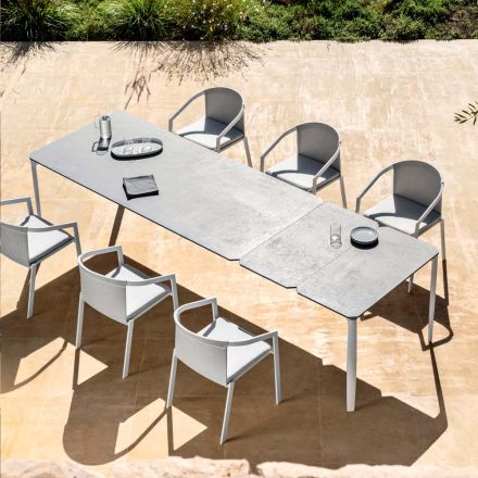 Extendable Outdoor Dining Table 318 cm in Aluminium and Stoneware - Filomena Viadurini