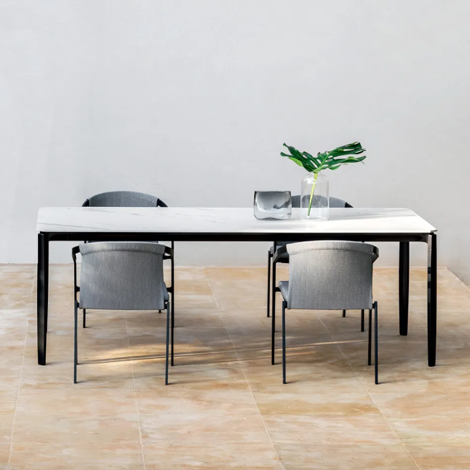 Extendable Outdoor Dining Table 318 cm in Aluminium and Stoneware - Filomena Viadurini