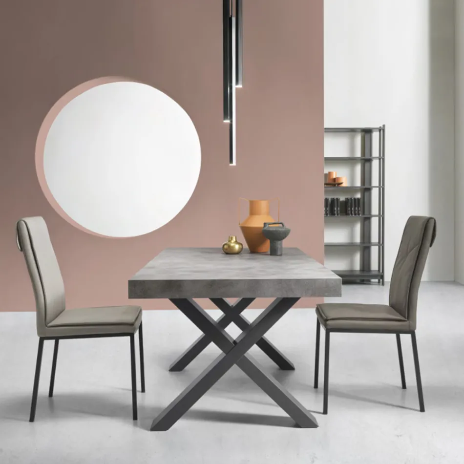 Dining Table Extendable to 260 cm Modern Concrete Effect - Lenova Viadurini