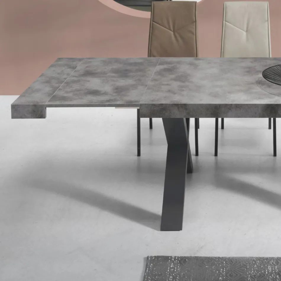 Dining Table Extendable to 260 cm Modern Concrete Effect - Lenova Viadurini