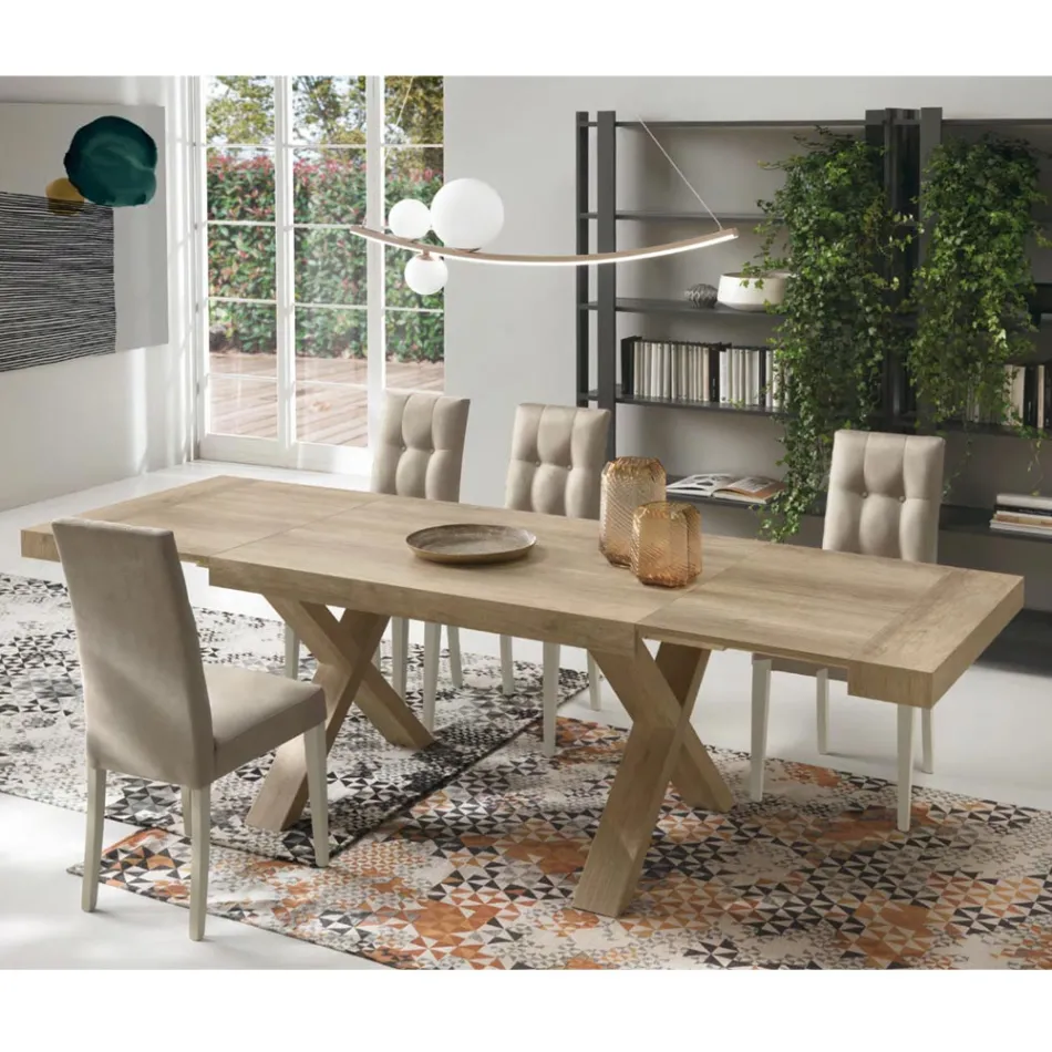 Dining Table Extendable to 260 cm Wood Effect Made in Italy - Lenova Viadurini
