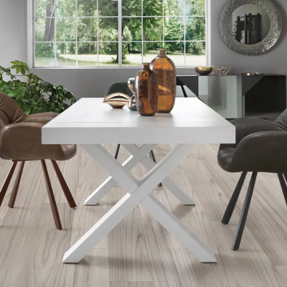 Dining Table Extendable to 260 cm Wood Effect Made in Italy - Lenova Viadurini