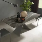 Extendable Dining Table to 298 cm in Metal and Ceramic Top - Anaconda Viadurini