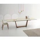 Extendable Dining Table to 3 m in Ceramic and Wooden Legs - Cesteo Viadurini