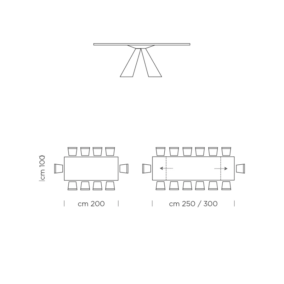 Extendable Dining Table to 300 cm in HPL Laminate Made in Italy - Dalmatian Viadurini