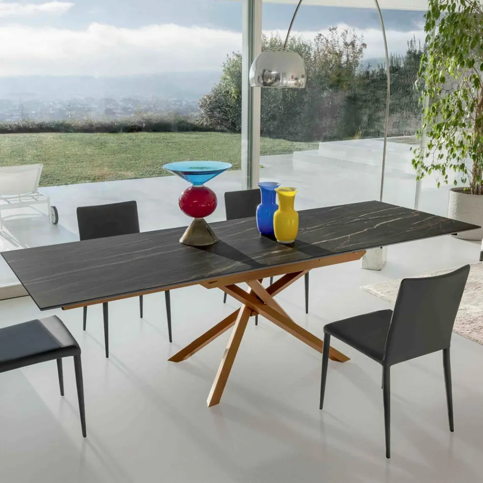 Extendable Dining Table with Metal Frame Made in Italy - Elastic Viadurini