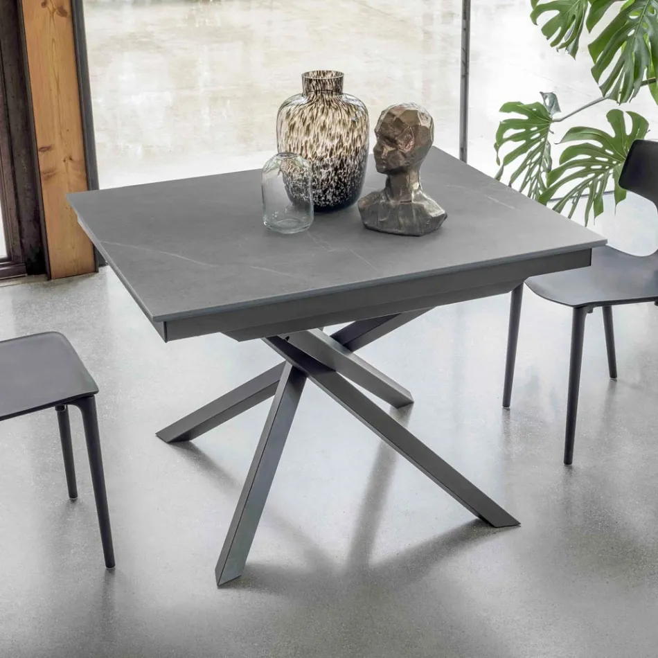 Extendable Dining Table with Metal Frame Made in Italy - Elastic Viadurini
