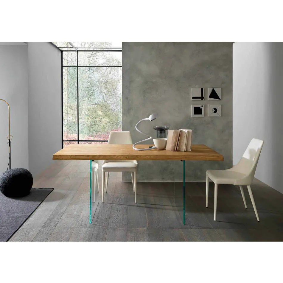 Extendable Dining Table Up to 280 cm in Wood and Glass Made in Italy - Focus Viadurini