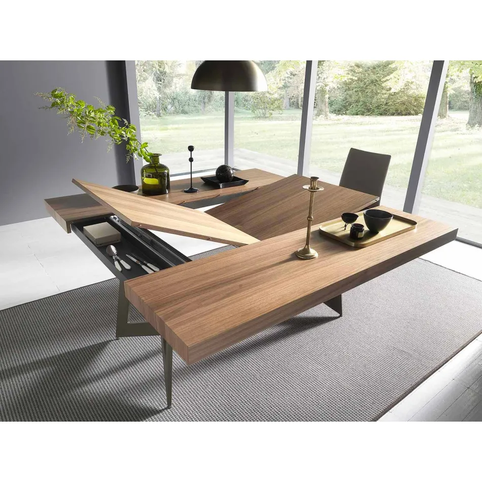 Extendable Dining Table Up to 160 cm in Wood Made in Italy - Eugenia Viadurini