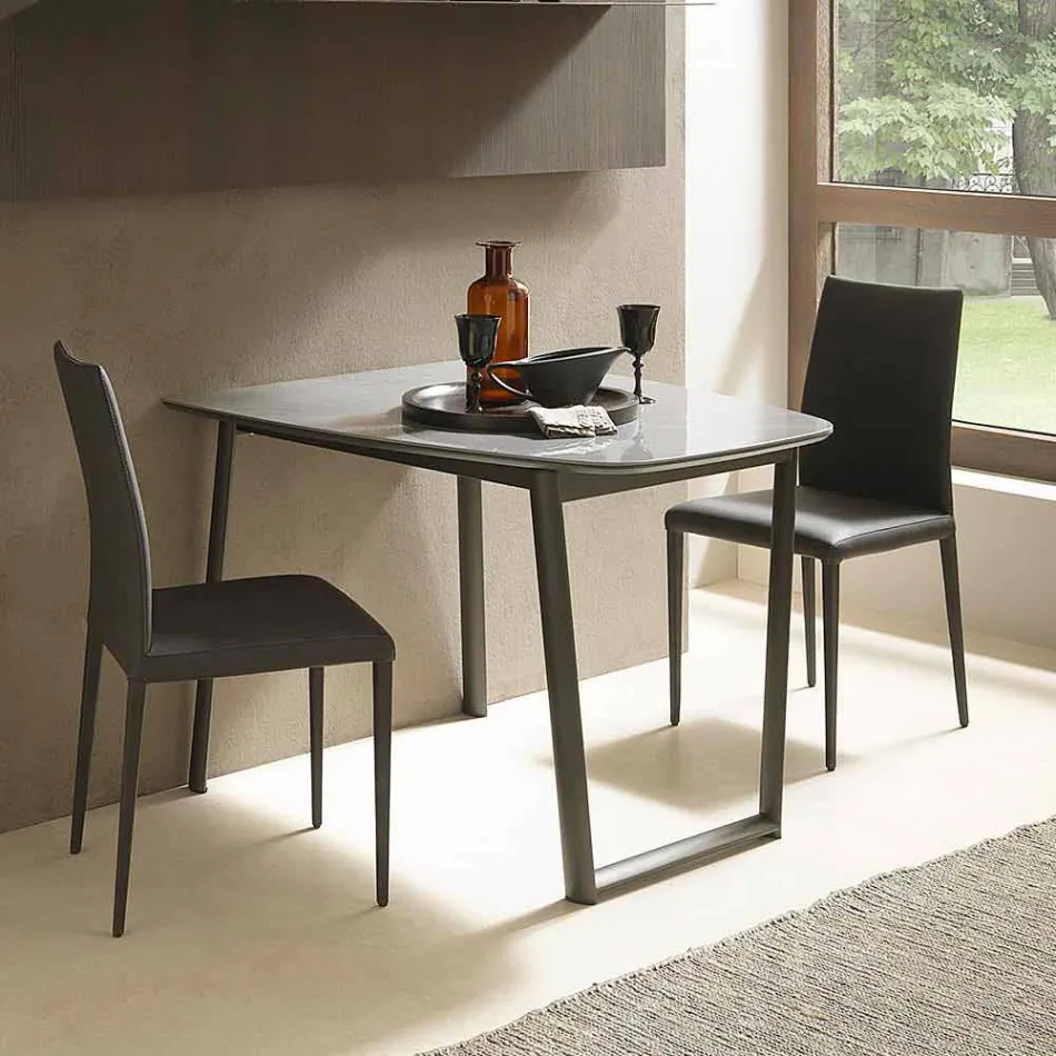 Extendable Dining Table Up to 170 cm in Ceramic Made in Italy - Tremiti Viadurini