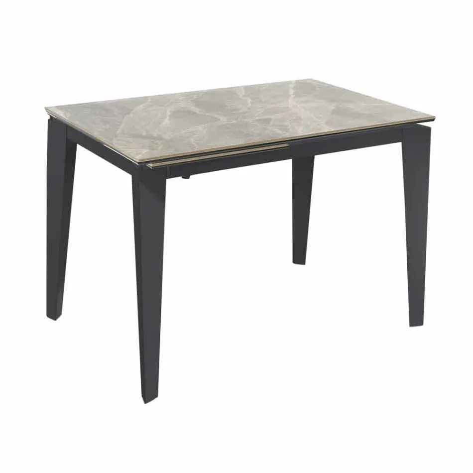 Extendable Dining Table Up to 170 cm in Modern Metal and Ceramic - Syrta Viadurini