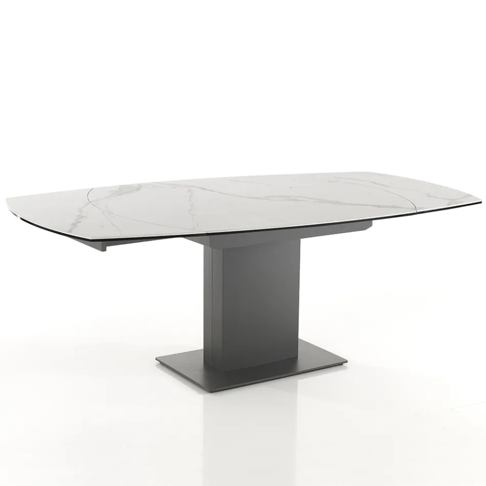 Extendable Dining Table Up to 180 cm in Ceramic and Steel - Catone Viadurini