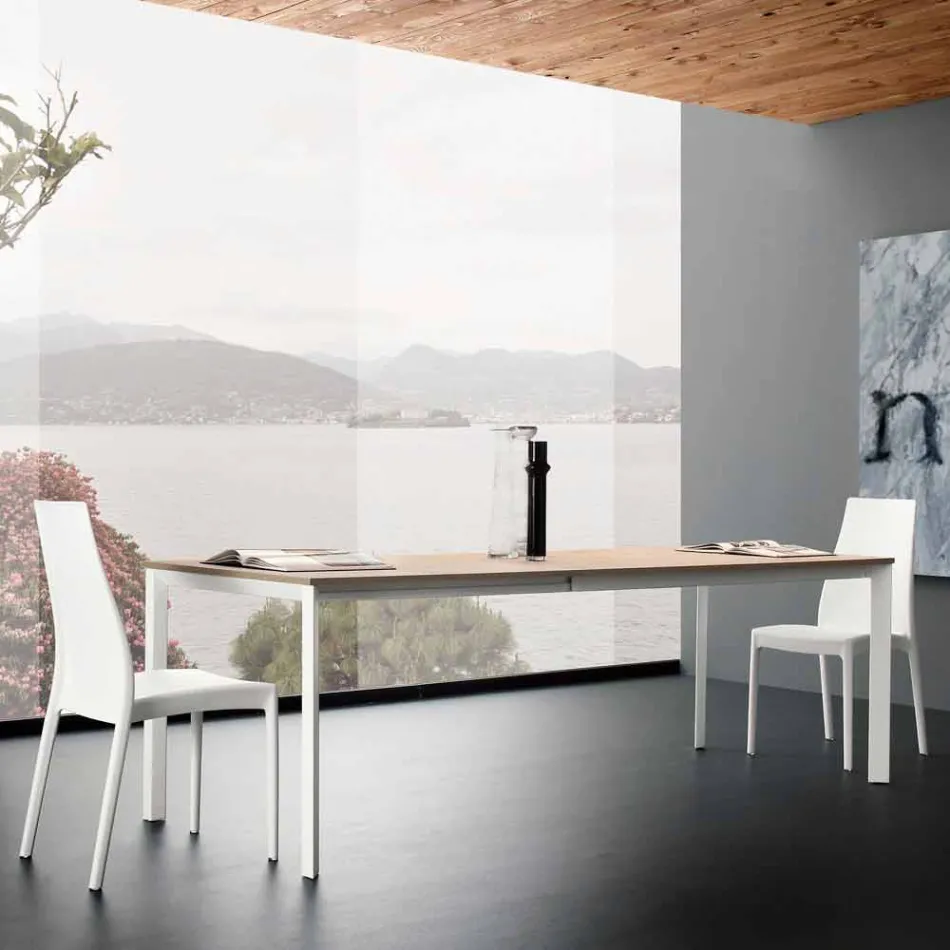 Extendable Dining Table Up to 230 cm in Melamine Made in Italy - Platinum Viadurini