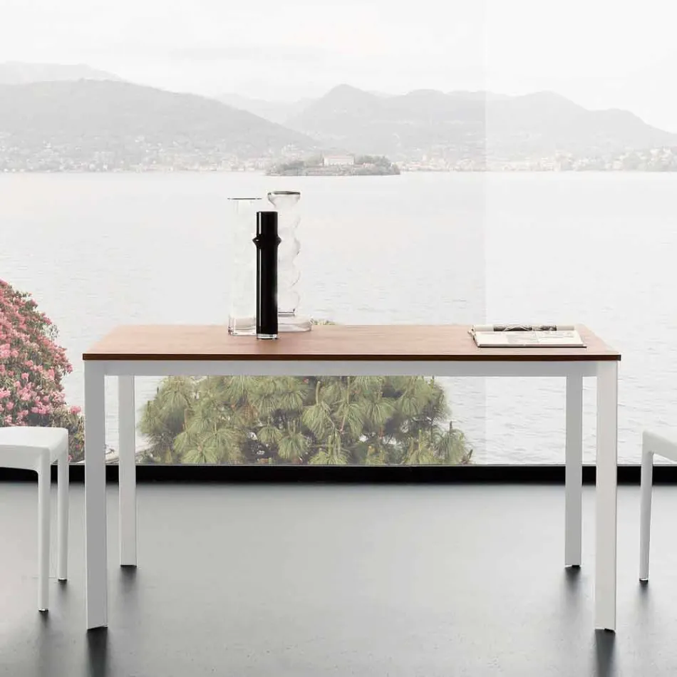 Extendable Dining Table Up to 230 cm in Melamine Made in Italy - Platinum Viadurini