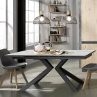 Extendable Dining Table Up to 240 cm in Ceramic and Metal - Ugo Viadurini