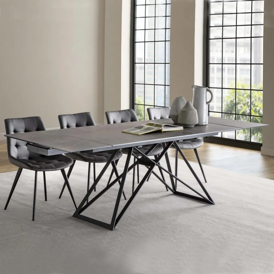 Extendable Dining Table Up to 240 cm in Ceramic Glass and Steel - Bortolo Viadurini