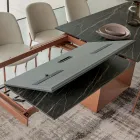 Extendable Dining Table up to 280 or 298 cm Ceramic Metal - Revia Viadurini