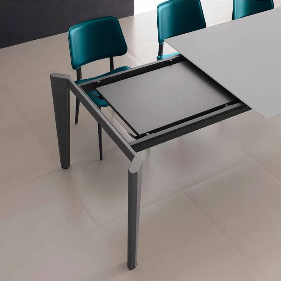 Extendable Dining Table Up to 290 cm in Made in Italy Crystal - Polonio Viadurini