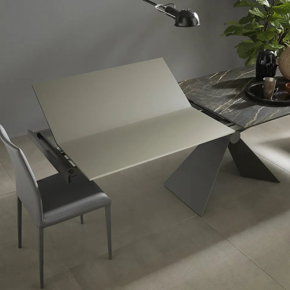 Extendable Dining Table Up to 298 cm in Ceramic Made in Italy - Anaconda Viadurini