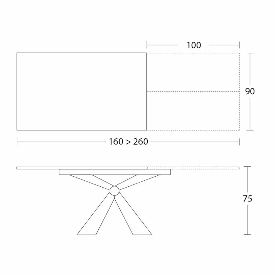 Extendable Dining Table Up to 298 cm in Ceramic Made in Italy - Anaconda Viadurini