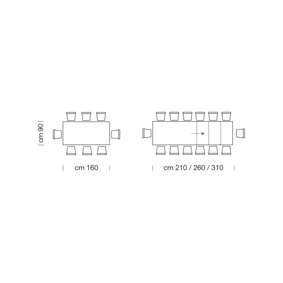 Extendable Dining Table up to 310 cm in Melamine Made in Italy - Seventies Viadurini