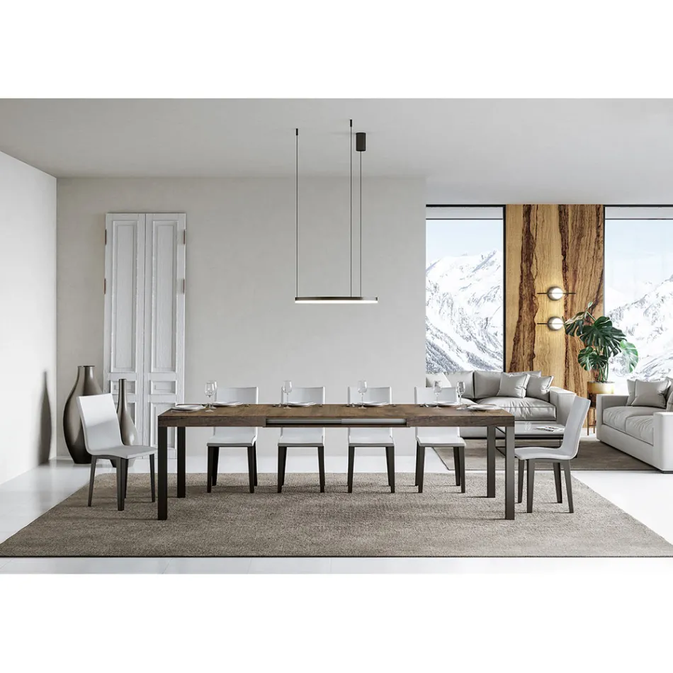 Extendable Dining Table up to 440 cm in Wood and Iron Made in Italy - Foxy Viadurini
