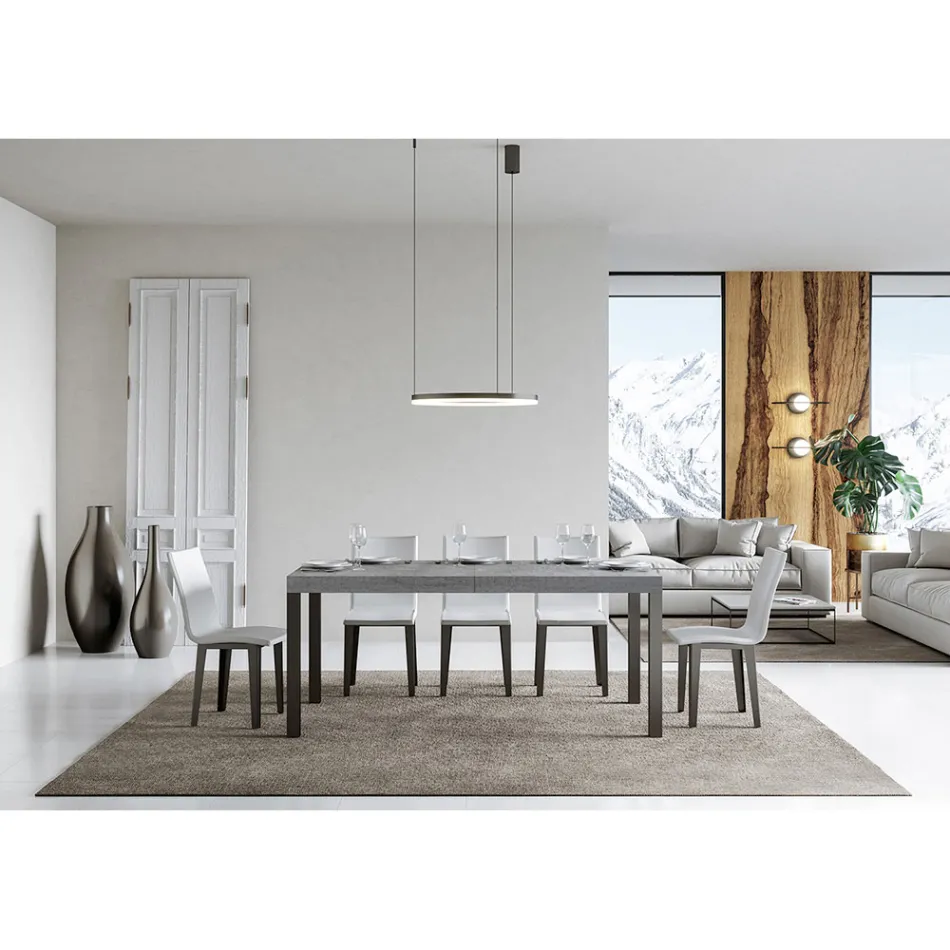Extendable Dining Table up to 440 cm in Wood and Iron Made in Italy - Foxy Viadurini
