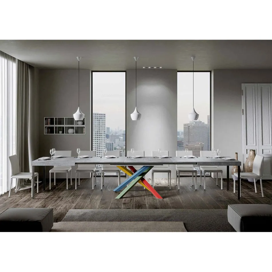 Extendable Dining Table up to 440 cm Wooden Top Made in Italy - Boan Viadurini