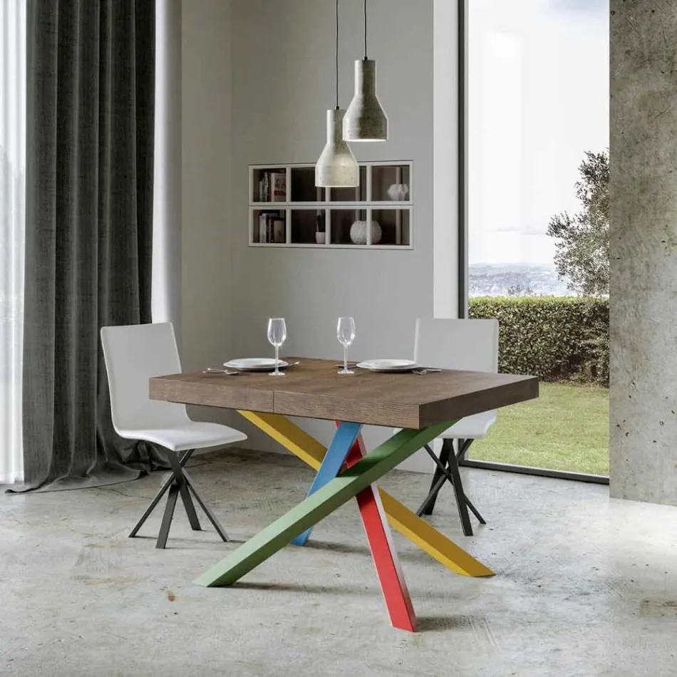 Extendable Dining Table up to 440 cm Wooden Top Made in Italy - Boan Viadurini