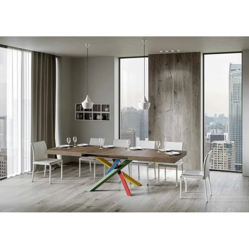 Extendable Dining Table up to 440 cm Wooden Top Made in Italy - Boan Viadurini