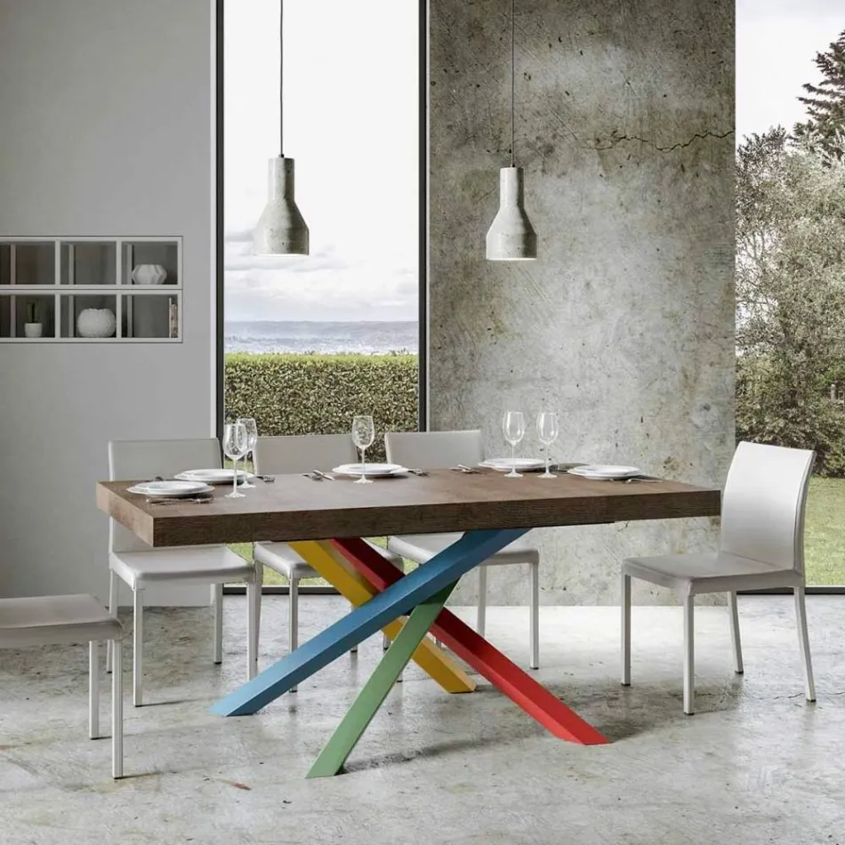 Extendable Dining Table up to 440 cm Wooden Top Made in Italy - Boan Viadurini