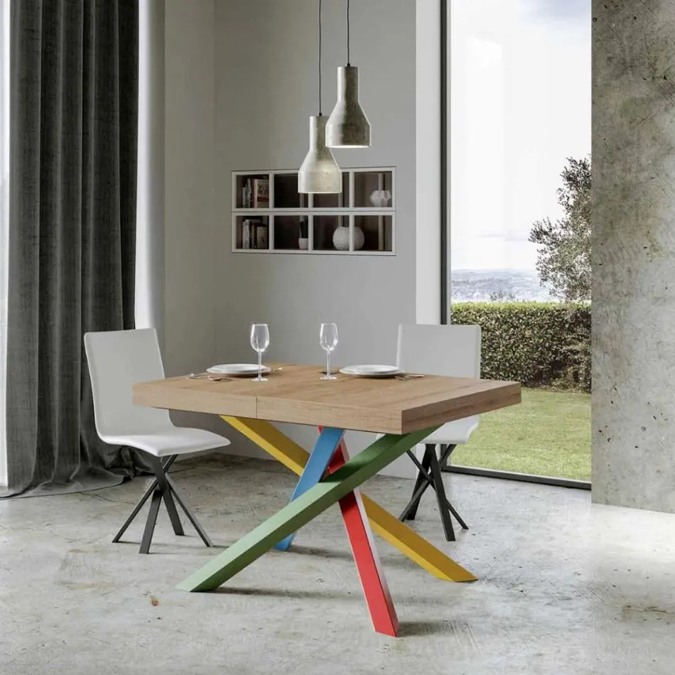 Extendable Dining Table up to 440 cm Wooden Top Made in Italy - Boan Viadurini