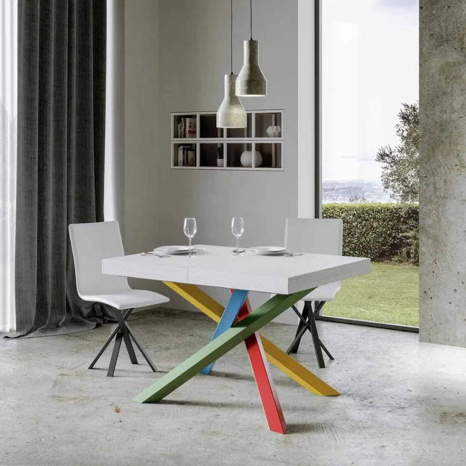 Extendable Dining Table up to 440 cm Wooden Top Made in Italy - Boan Viadurini