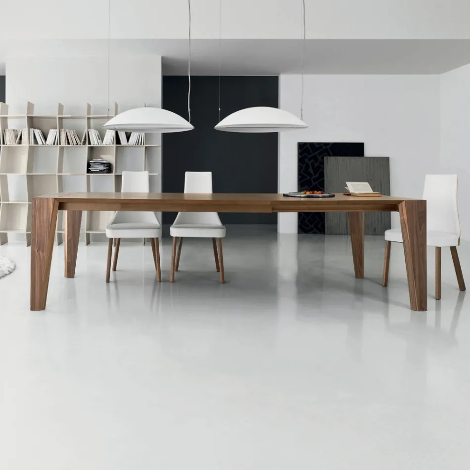 Extendable Dining Table in Wood Veneer Various Finishes - Gerry Viadurini